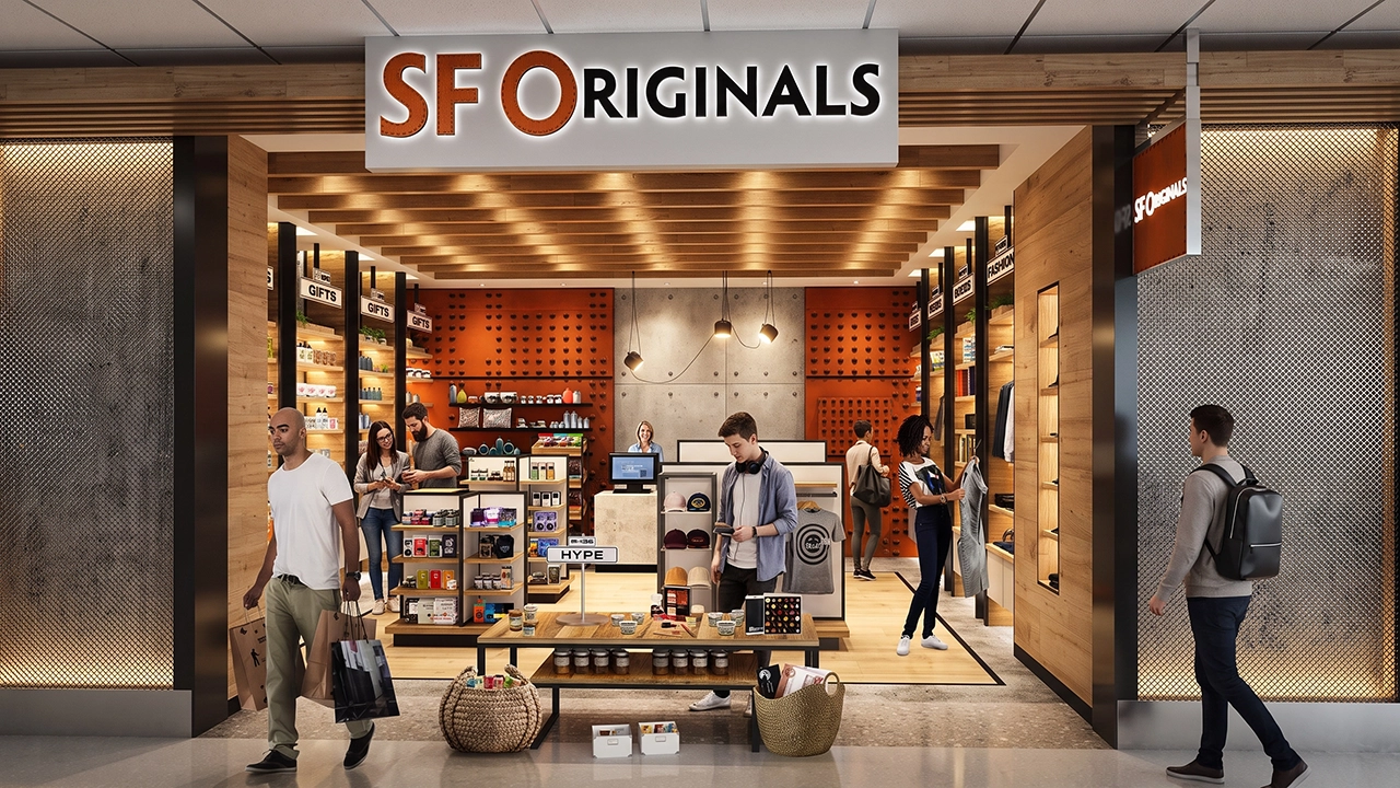 sf originals airport boutique apparel retail 3d visualization
