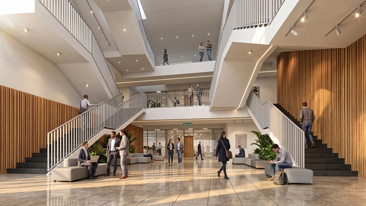 San Andres Auditorium - Contemporary Lobby Interior Visualization