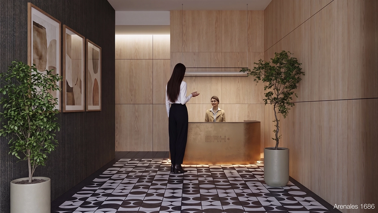 Arenales 1686 - 3D Architectural Rendering Entrance Hall & Reception