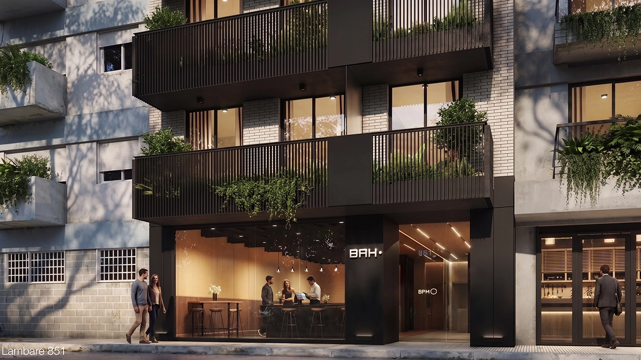 Lambaré 851 - 3D Architectural Rendering Building Entrance Facade