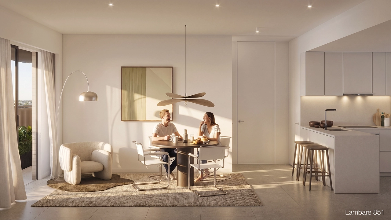 Lambaré 851 - 3D Render Open Concept Living & Dining Room