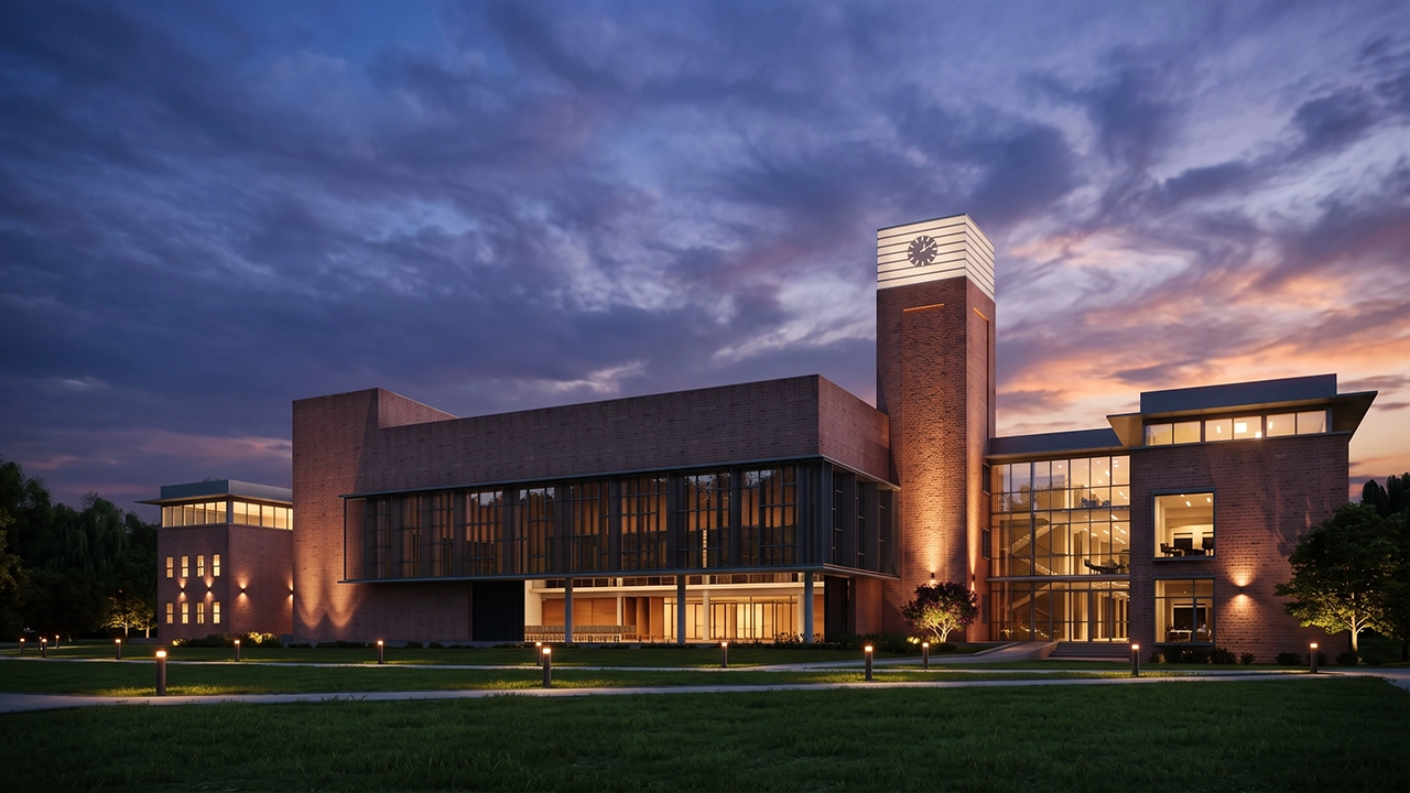 San Andres School - Campus Exterior Night Illumination Visualization
