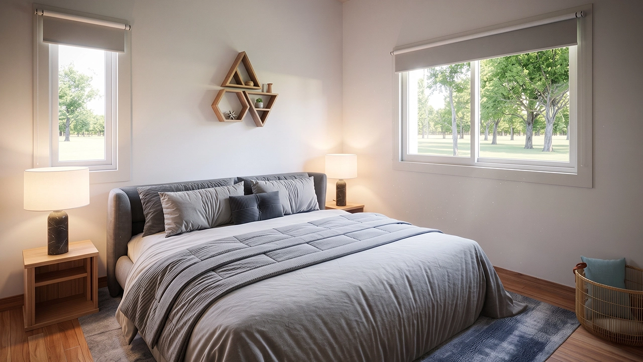 Garabi Casas - Model G134 Master Bedroom Suite with Exposed Timber Ceilings 3D Rendering