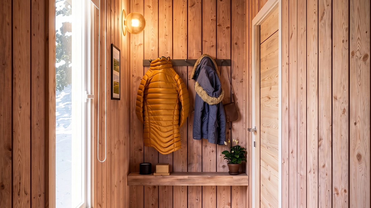 Garabi Casas - Model G60 Warm Wood Foyer & Hallway Interior 3D Rendering