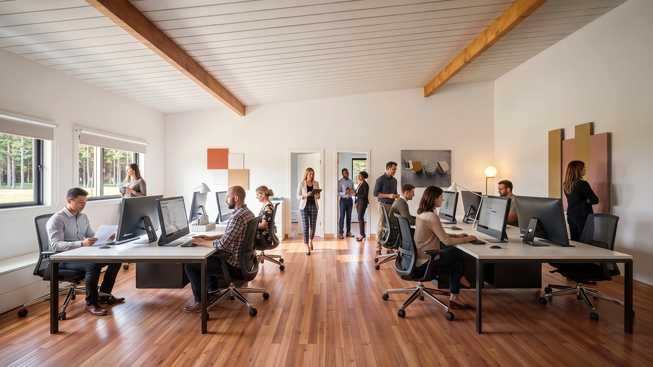 Garabi Casas - Open Workstation & Coworking Office Space 3D Rendering