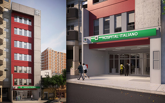 exterior outside building edificio hospital day