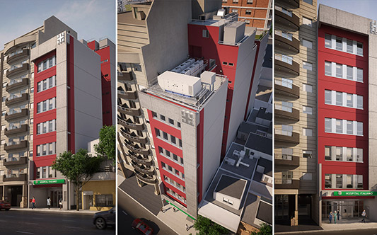 exterior outside building edificio hospital day