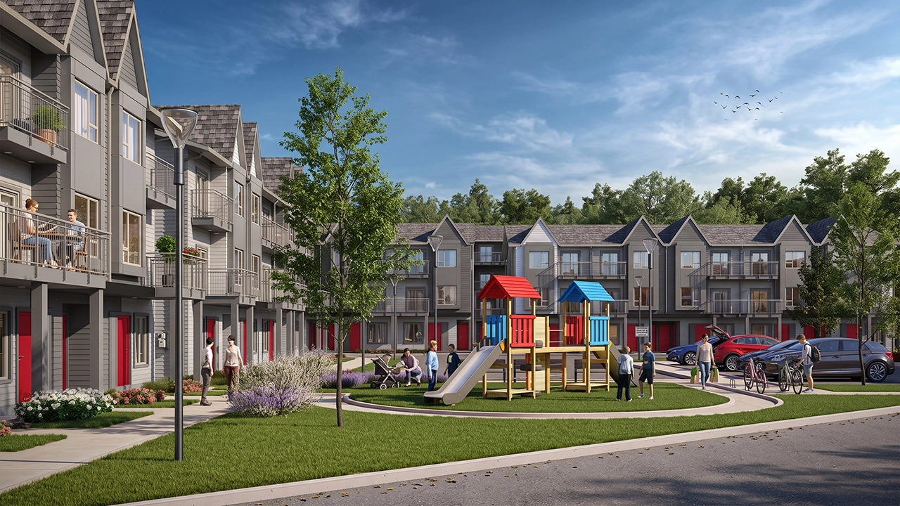 Maxx Urban Towns - Contemporary Townhome Block Exterior Visualization