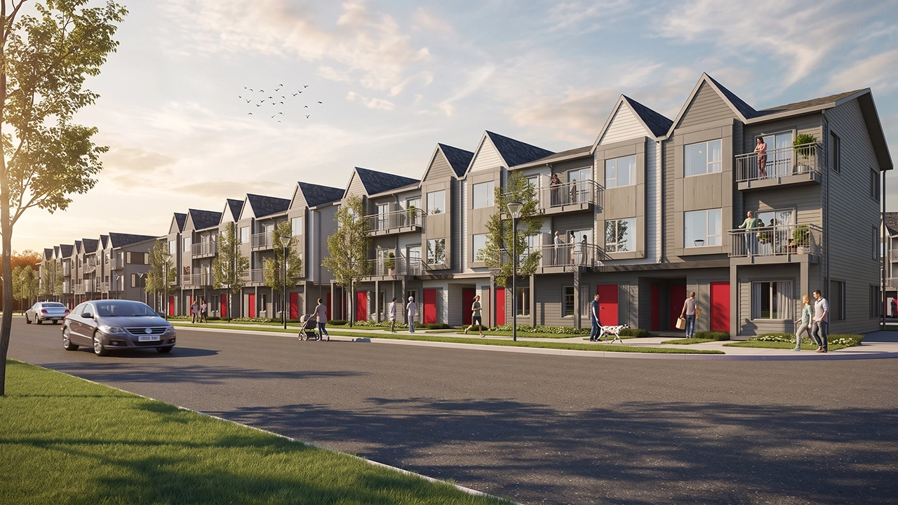 Maxx Urban Towns - Modern Townhouse Streetscape 3D Rendering